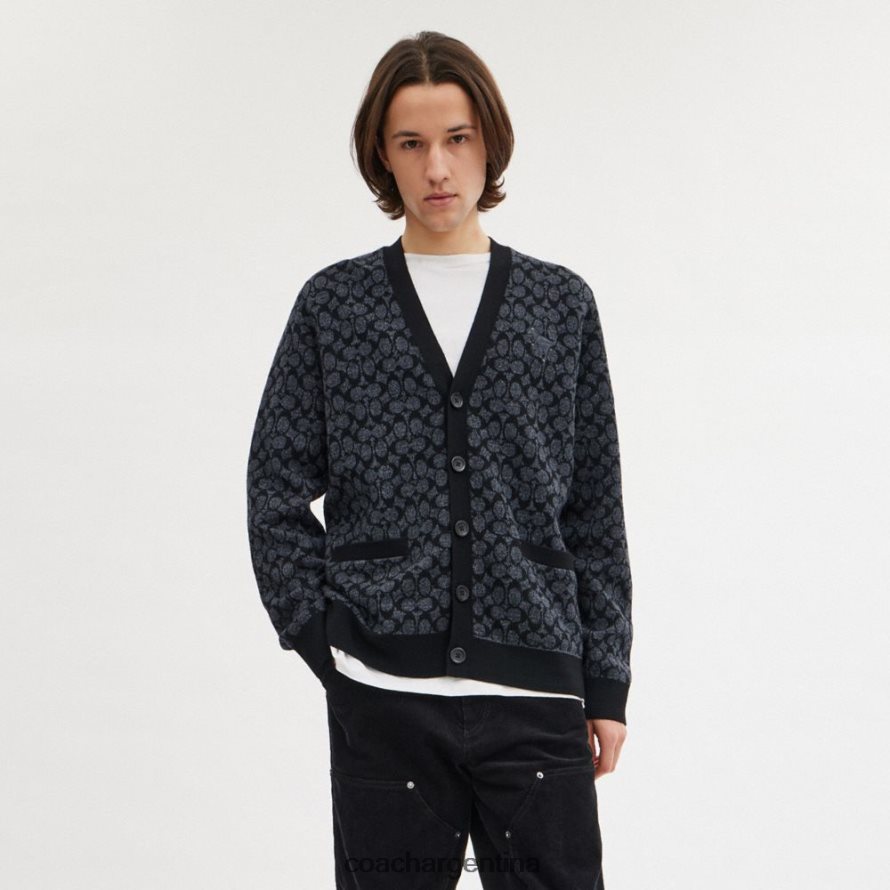 Coach hombres suéter tipo cárdigan rexy firma negra L82882765
