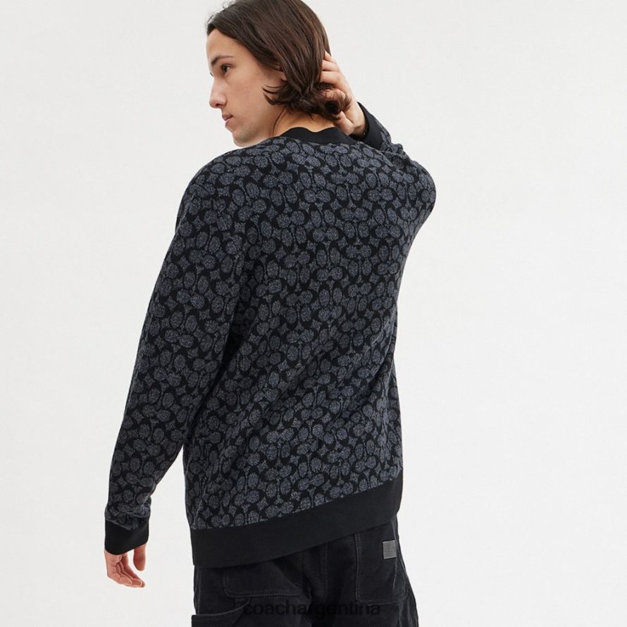 Coach hombres suéter tipo cárdigan rexy firma negra L82882765