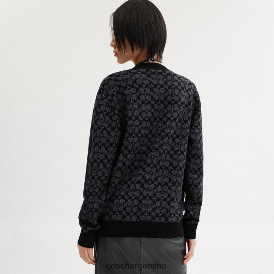 Coach hombres suéter tipo cárdigan rexy firma negra L82882765