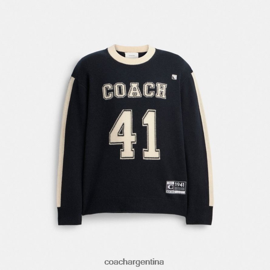 Coach hombres suéter universitario de cachemira negro múltiple. L82882781