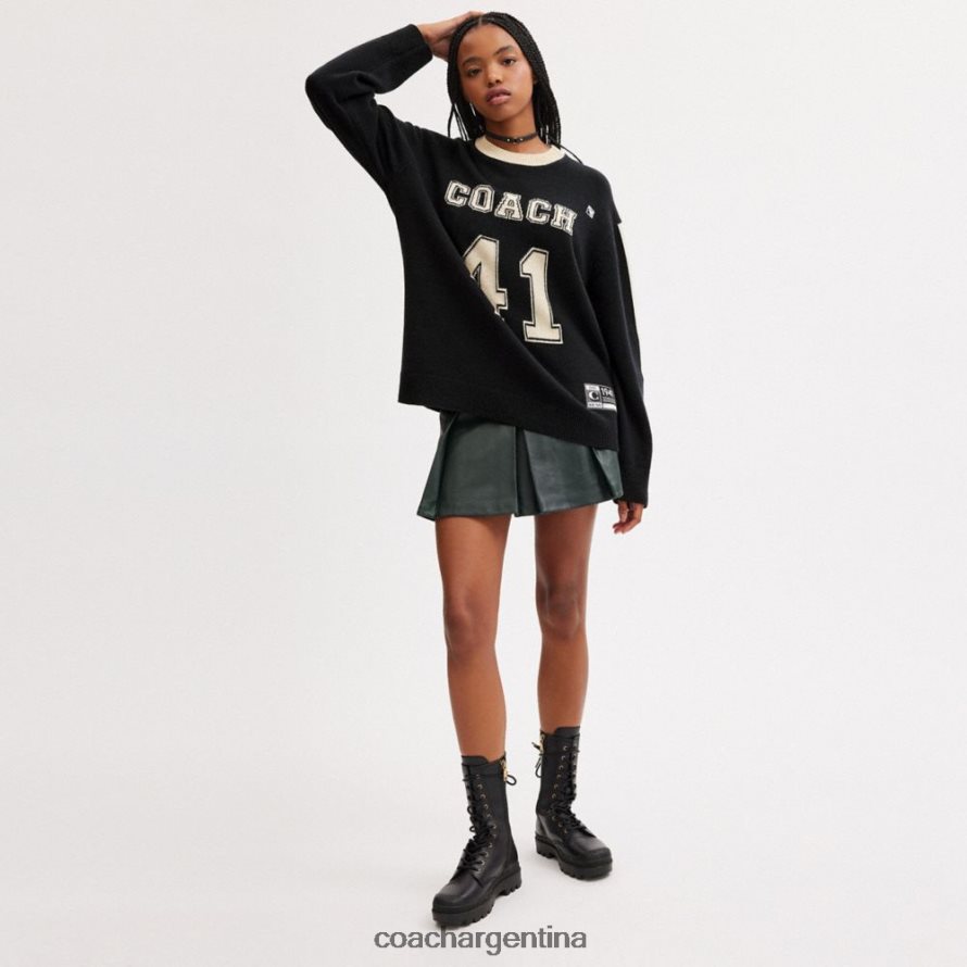 Coach hombres suéter universitario de cachemira negro múltiple. L82882781