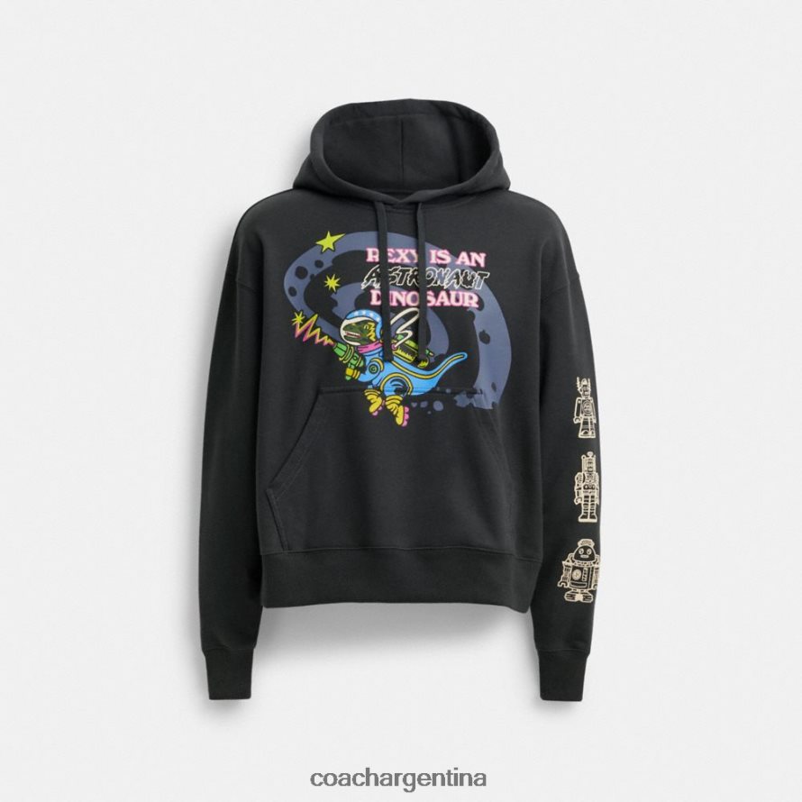 Coach hombres sudadera con capucha cosmic coach negro múltiple. L82882769