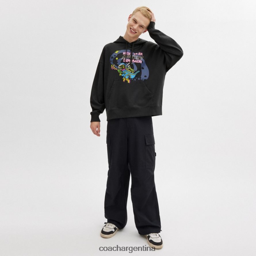 Coach hombres sudadera con capucha cosmic coach negro múltiple. L82882769