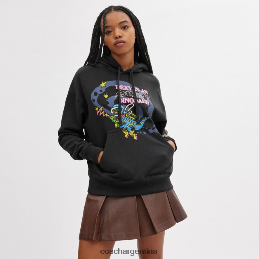 Coach hombres sudadera con capucha cosmic coach negro múltiple. L82882769