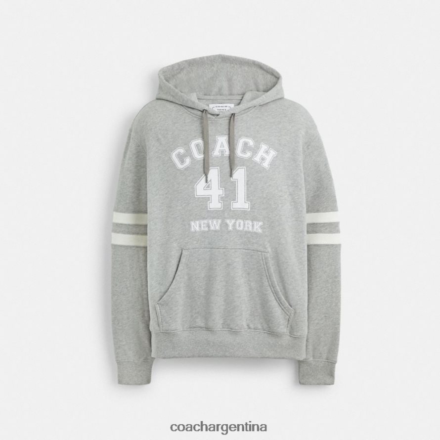 Coach hombres sudadera con capucha del equipo universitario cuero gris L82882776
