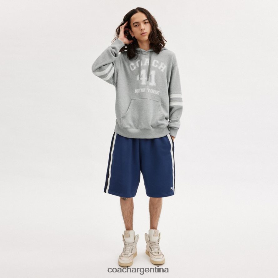 Coach hombres sudadera con capucha del equipo universitario cuero gris L82882776