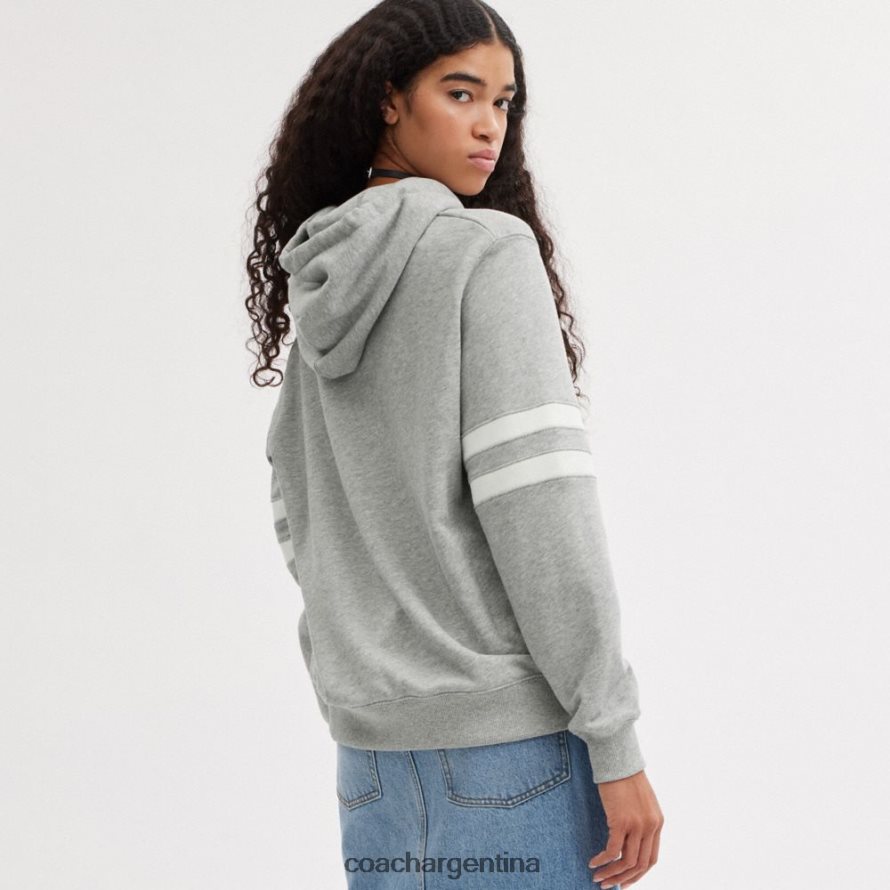 Coach hombres sudadera con capucha del equipo universitario cuero gris L82882776