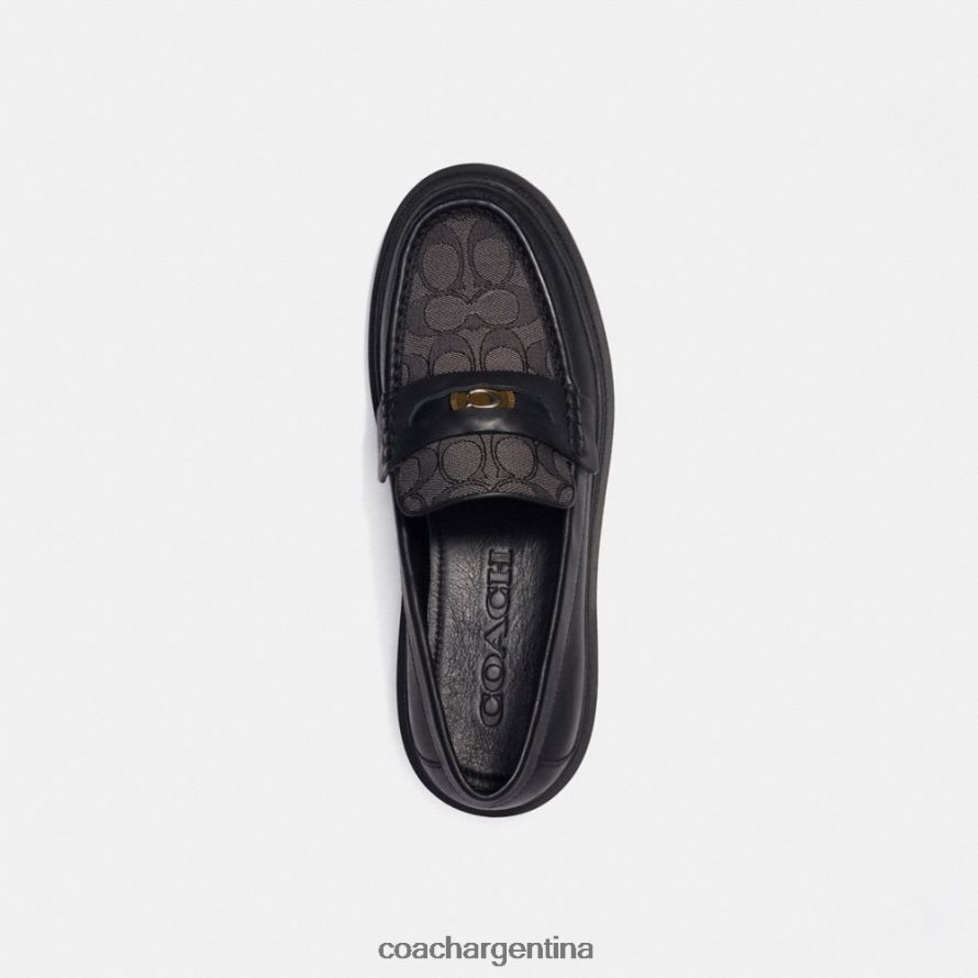 Coach hombres mocasín con jacquard característico y moneda distintiva negro L82882733