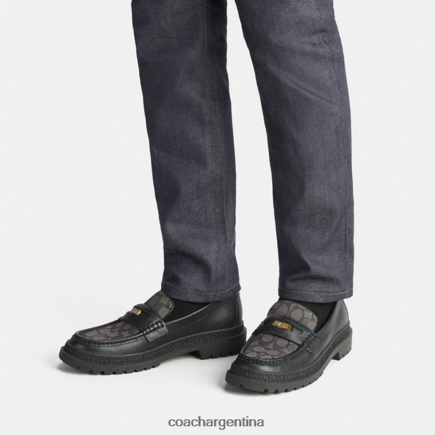 Coach hombres mocasín con jacquard característico y moneda distintiva negro L82882733