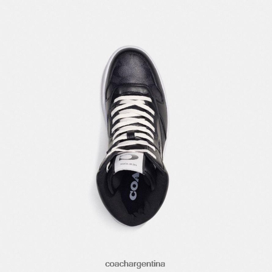 Coach hombres Zapatilla alta c202 en lona de firma carbón/negro L82882741