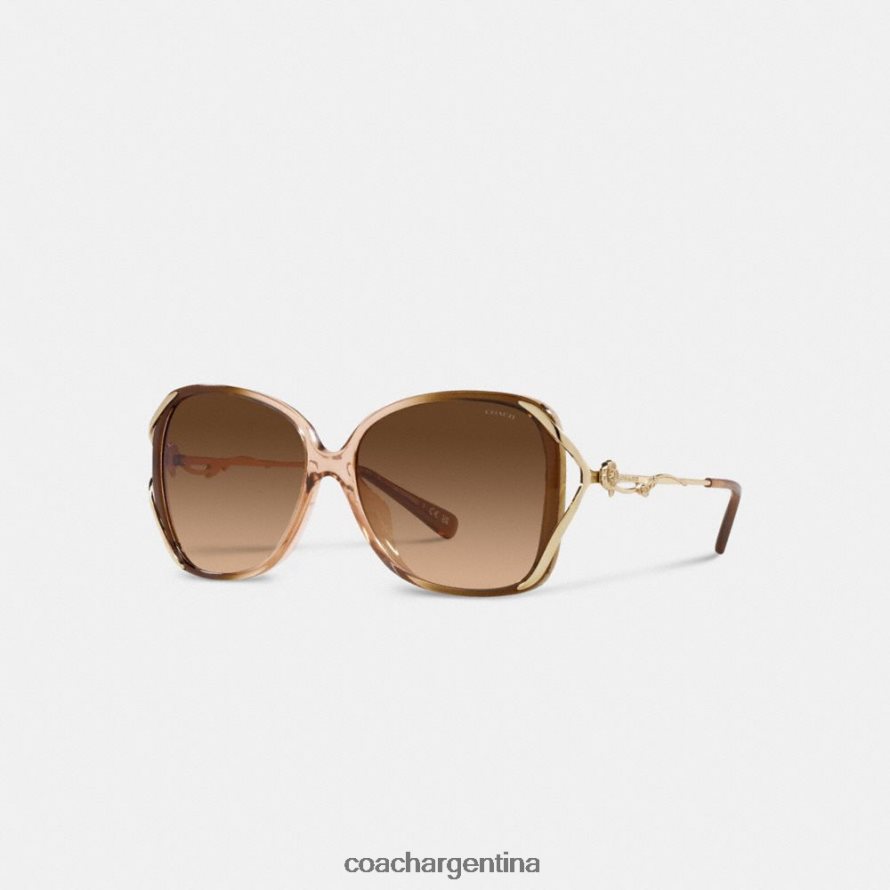 Coach mujer gafas de sol cuadradas abiertas extragrandes con rosa de té gradiente marrón L82882529