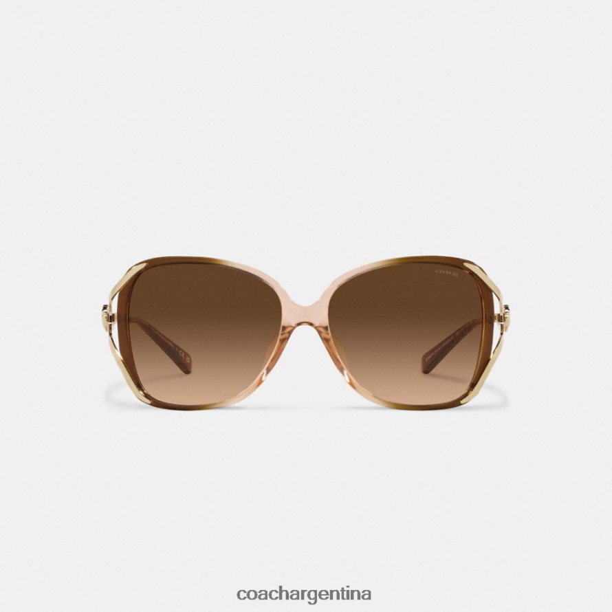 Coach mujer gafas de sol cuadradas abiertas extragrandes con rosa de té gradiente marrón L82882529