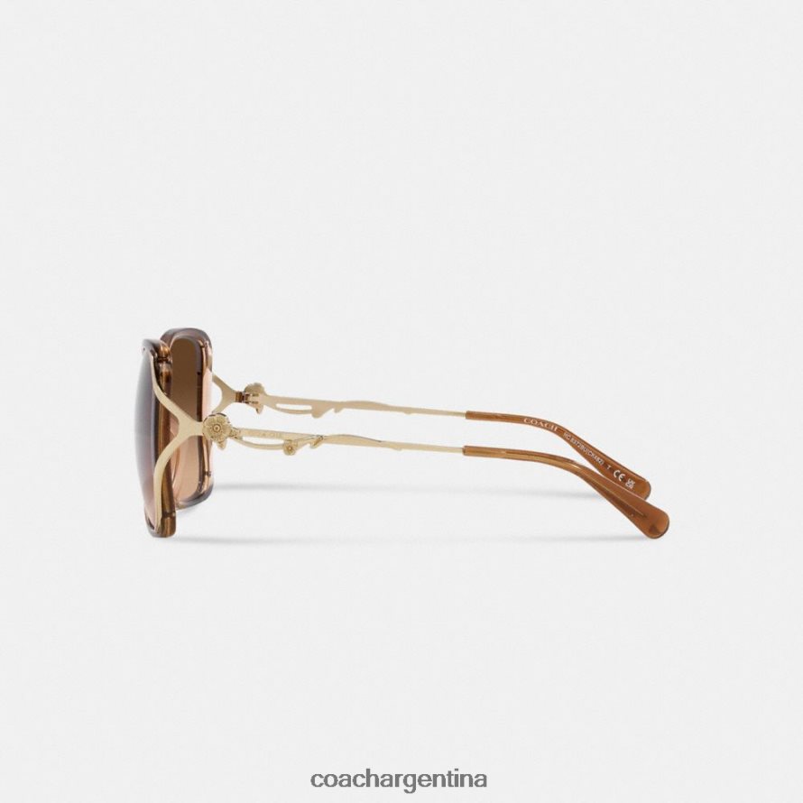 Coach mujer gafas de sol cuadradas abiertas extragrandes con rosa de té gradiente marrón L82882529