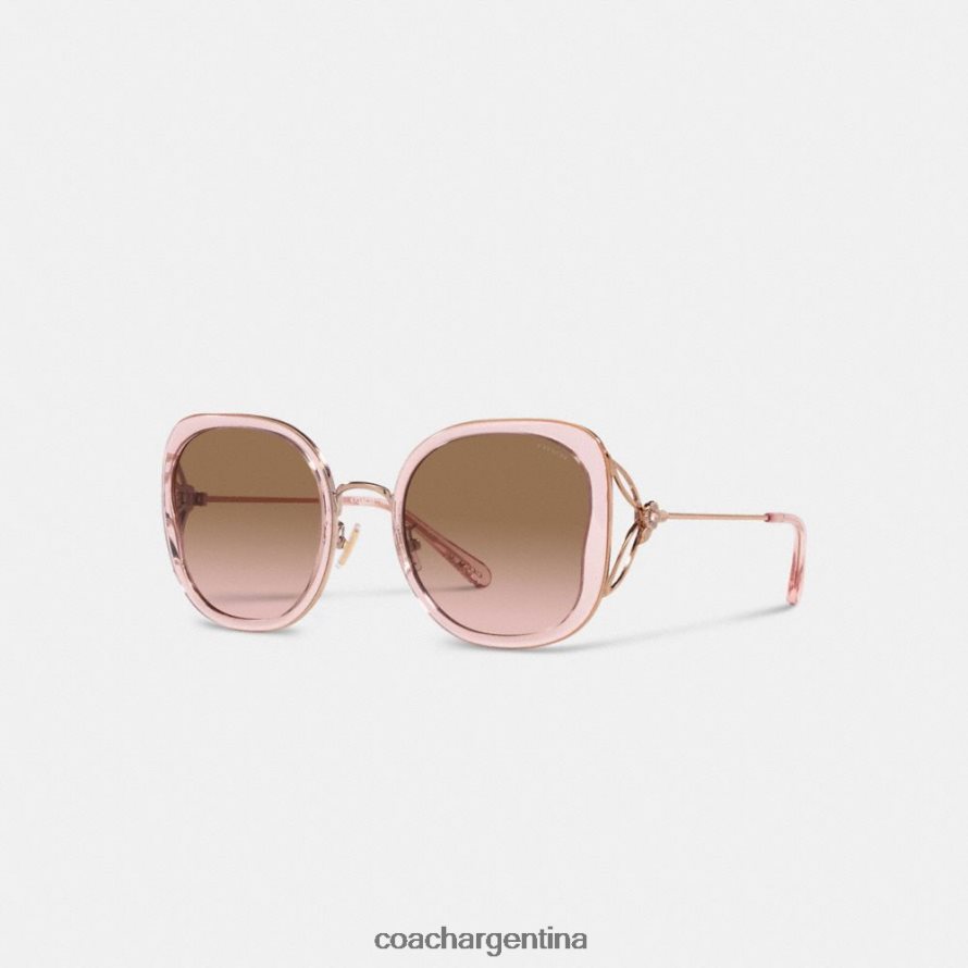 Coach mujer gafas de sol cuadradas extragrandes con forma de mariposa y rosa de té rosa cristal L82882531