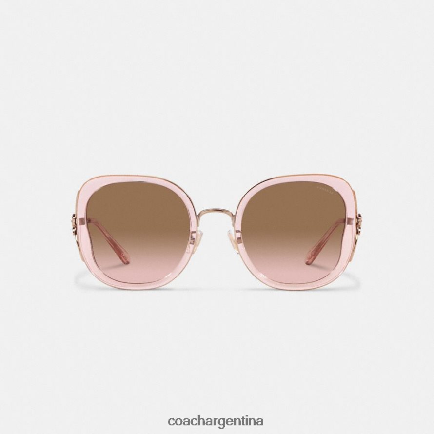 Coach mujer gafas de sol cuadradas extragrandes con forma de mariposa y rosa de té rosa cristal L82882531