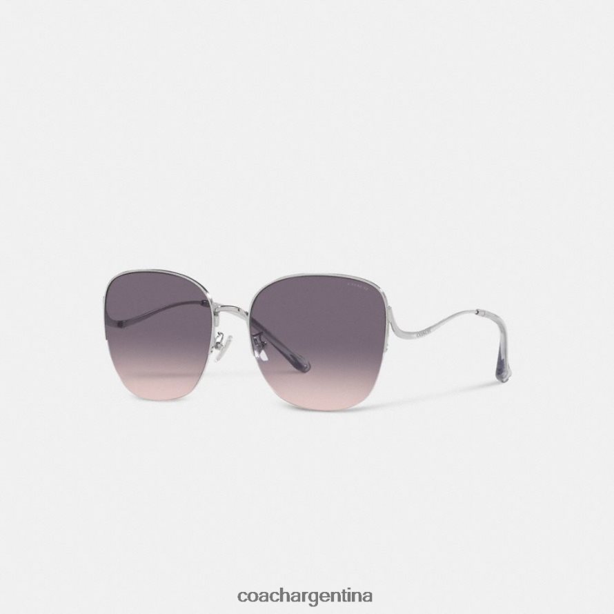 Coach mujer gafas de sol redondeadas de metal degradado rosa gris L82882530