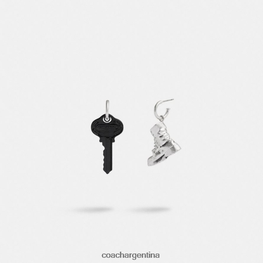 Coach mujer aretes que no coinciden con botas y dulces negro plata L82882541