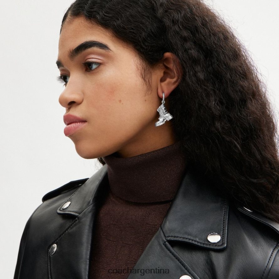 Coach mujer aretes que no coinciden con botas y dulces negro plata L82882541