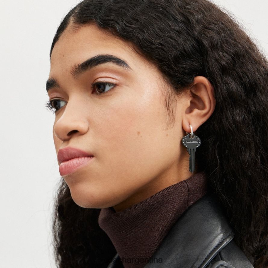 Coach mujer aretes que no coinciden con botas y dulces negro plata L82882541