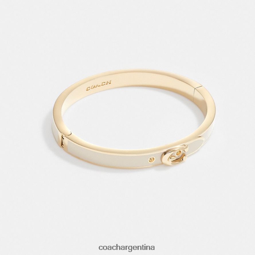 Coach mujer brazalete con hebilla fina distintiva oro/tiza L82882540