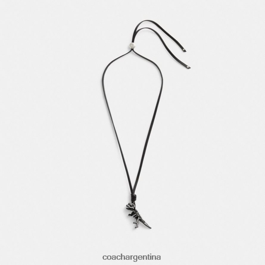 Coach mujer collar de cuero rexy esquelético negro L82882535