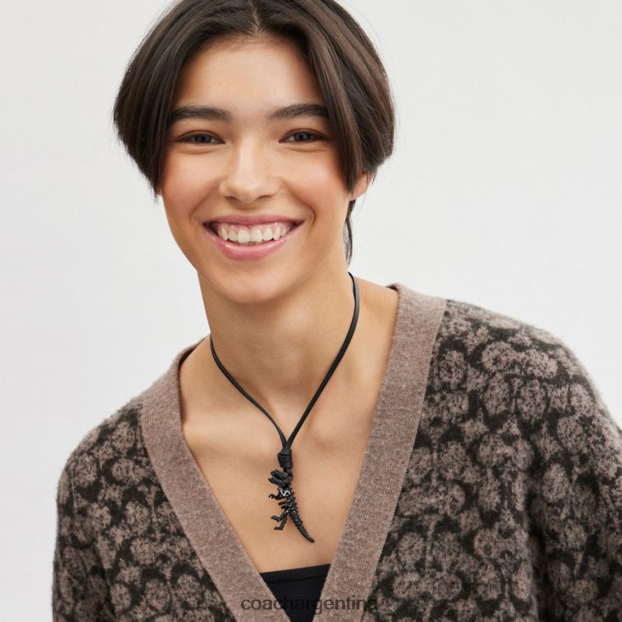 Coach mujer collar de cuero rexy esquelético negro L82882535