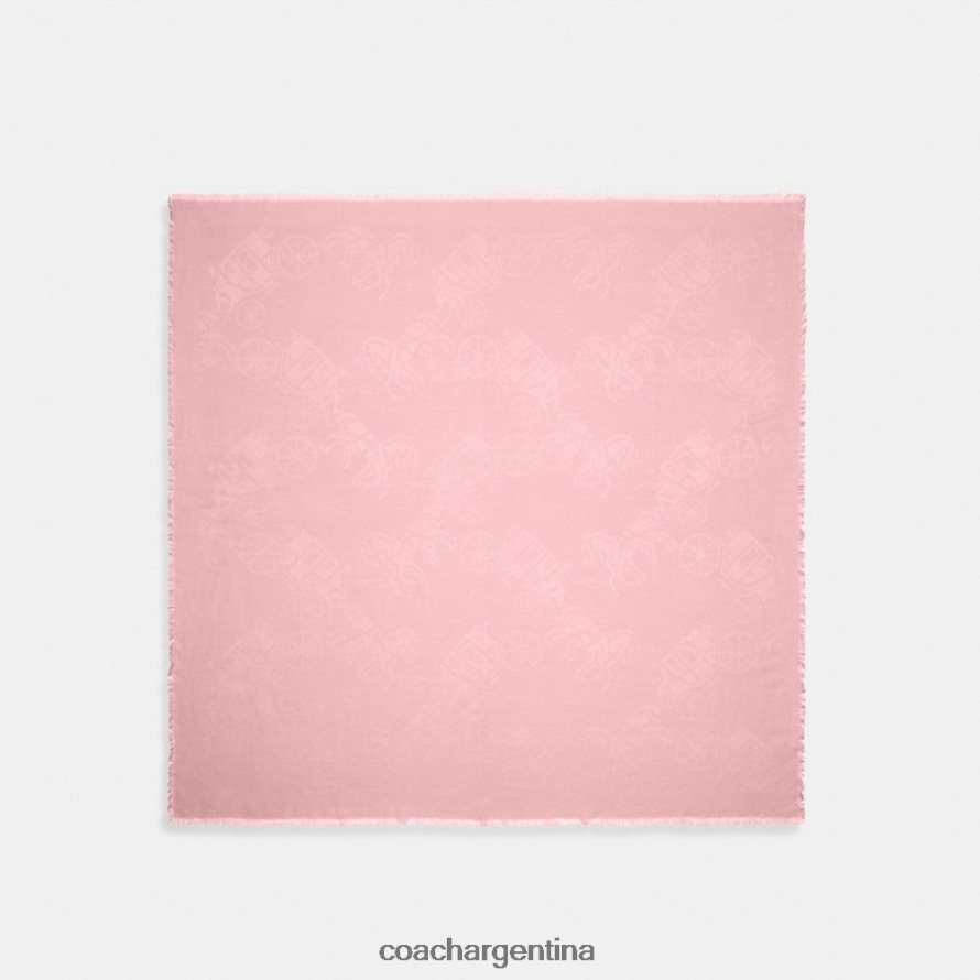 Coach mujer bufanda cuadrada extragrande con estampado de caballos y carruajes flor rosa L82882610