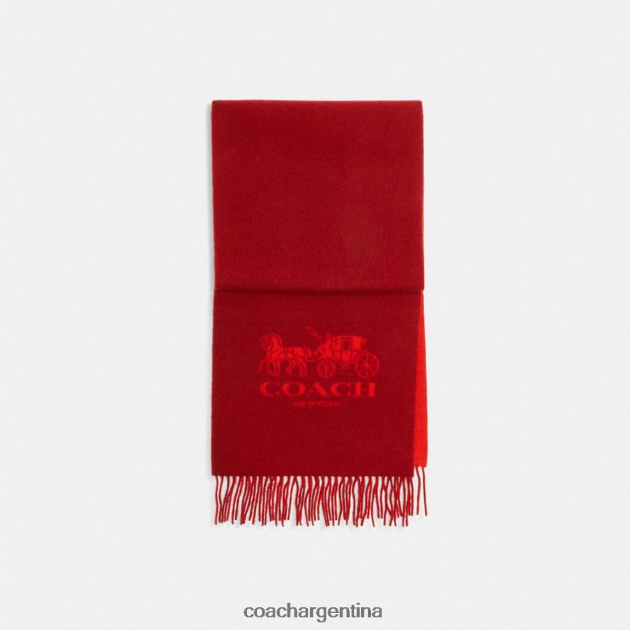 Coach mujer bufanda de cachemir bicolor con caballo y carruaje rojo deportivo/rojo esmalte L82882582