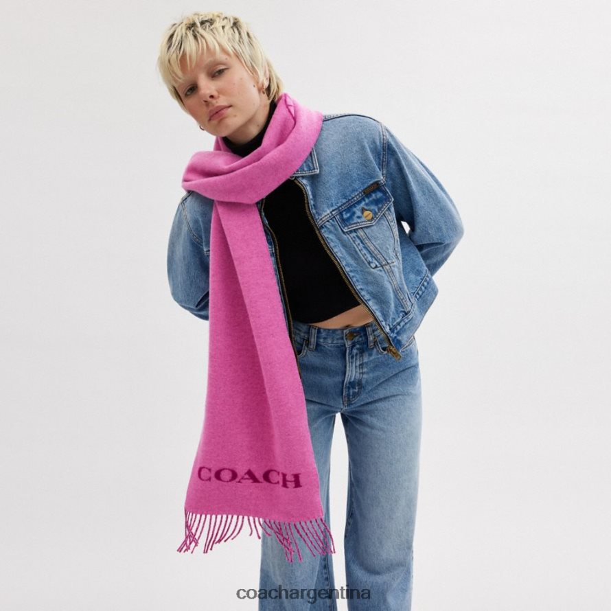 Coach mujer bufanda de cachemira con diseño de caballo y carruaje ciruela profunda L82882575