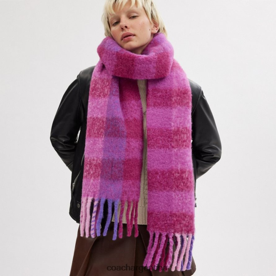 Coach mujer bufanda extragrande a cuadros púrpura L82882570