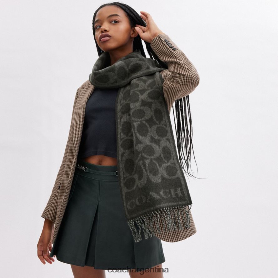 Coach mujer bufanda reversible de cachemir distintiva negro Negro L82882554