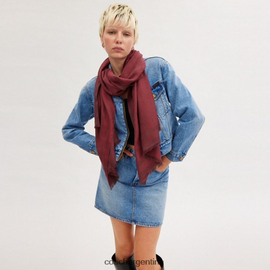 Coach mujer estola en jacquard con estampado de caballo y carruaje vino L82882584