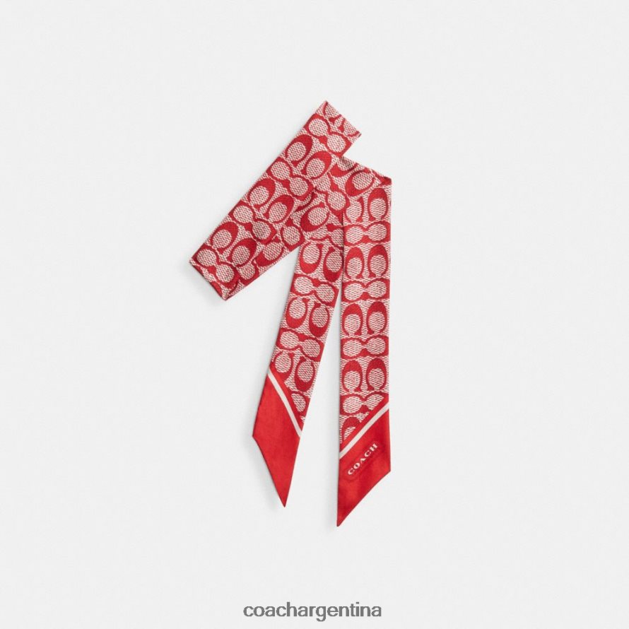 Coach mujer fular ajustado de seda con estampado vintage deporte rojo L82882546