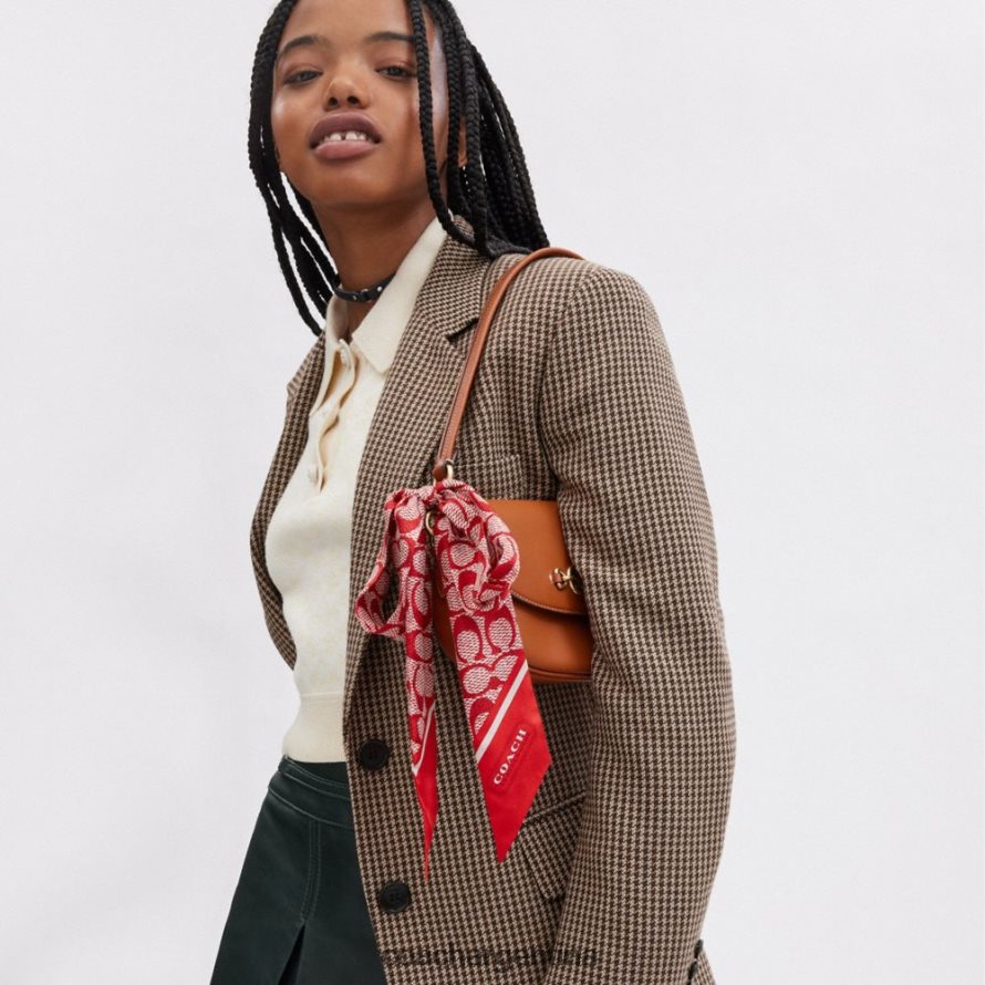 Coach mujer fular ajustado de seda con estampado vintage deporte rojo L82882546