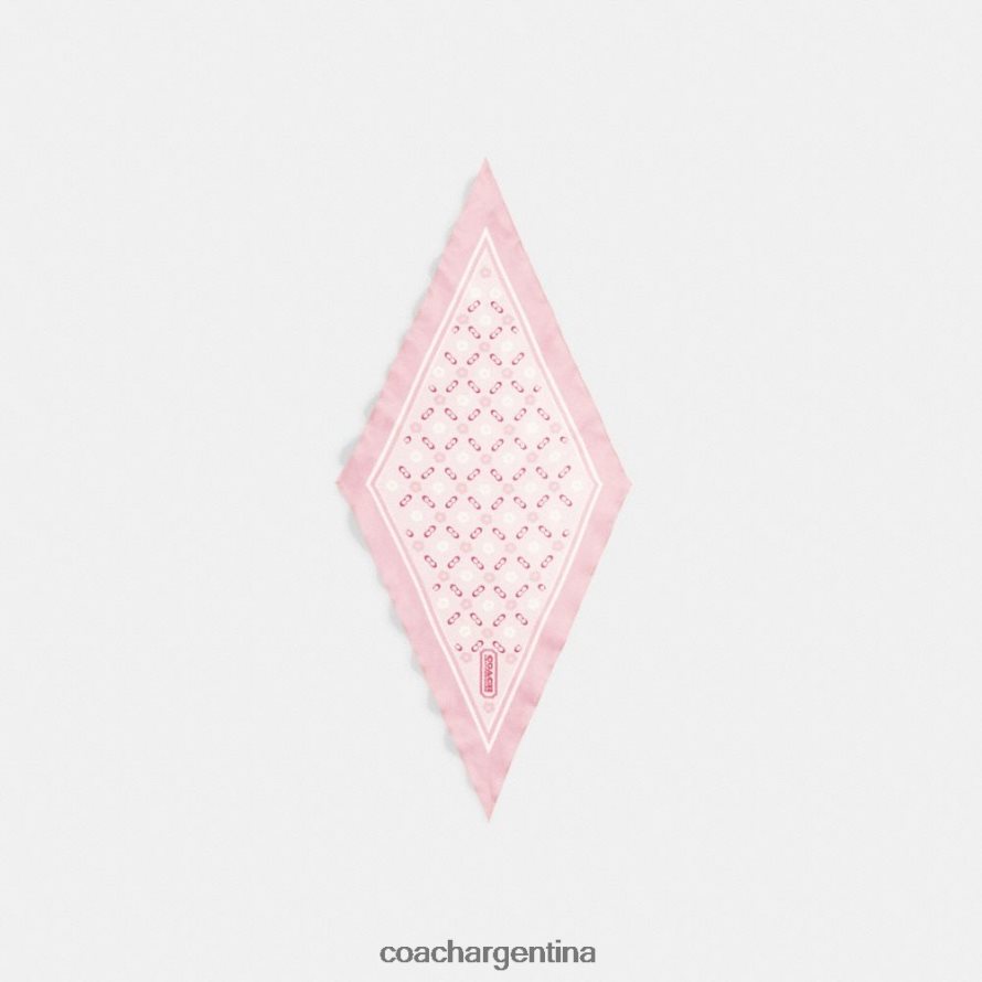 Coach mujer fular de seda con estampado de rosas de té y diamantes flor rosa L82882609