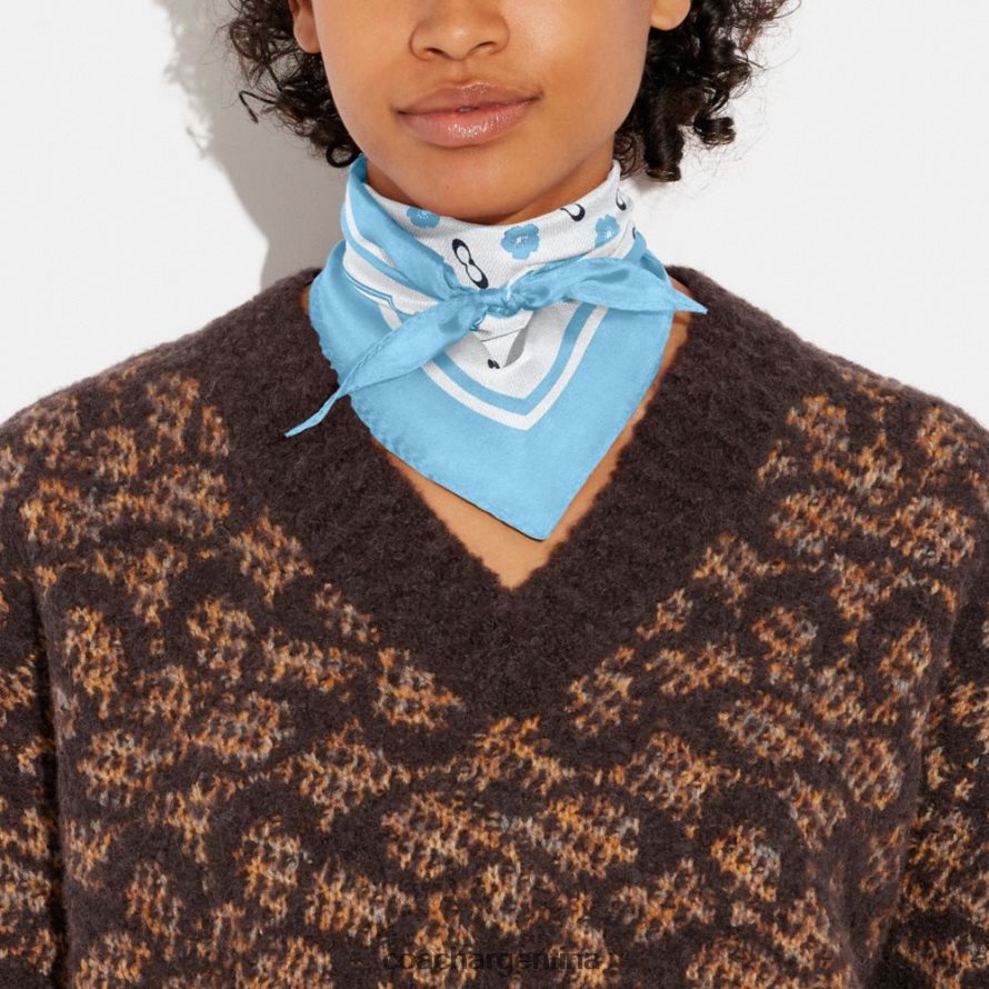 Coach mujer fular de seda con estampado de rosas de té y diamantes piscina L82882608