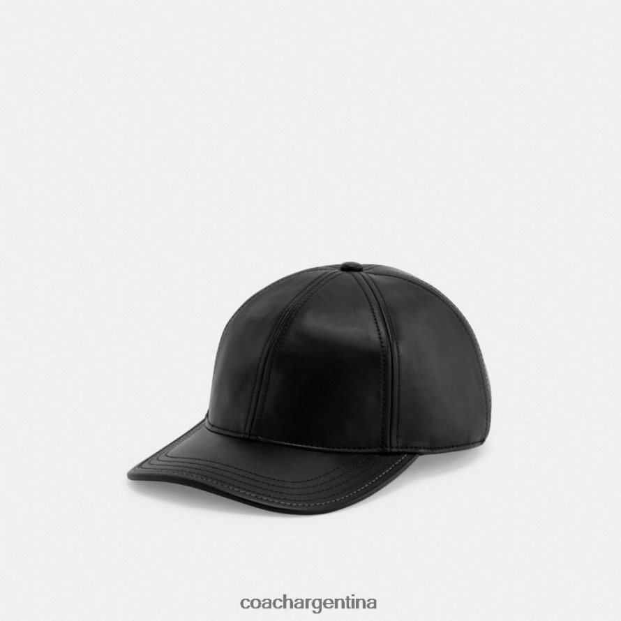 Coach mujer gorra de béisbol de cuero negro L82882587