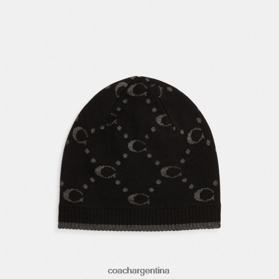Coach mujer gorro de punto metalizado característico negro L82882563