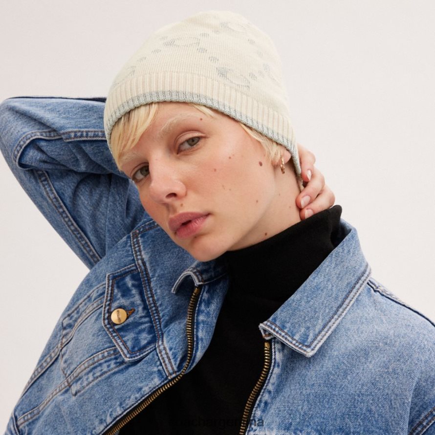 Coach mujer gorro de punto metalizado característico tiza L82882564