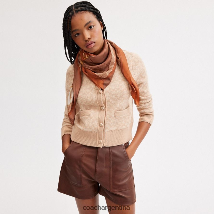 Coach mujer pañuelo cuadrado de seda con estampado de bolso tabby ámbar bruñido L82882593