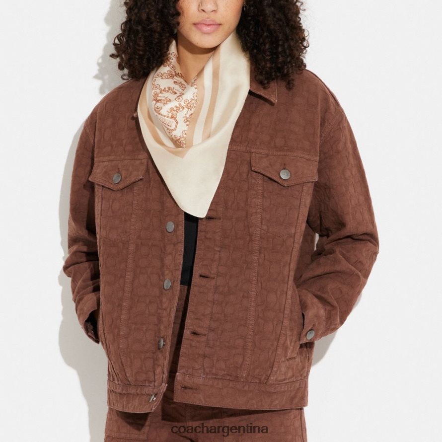 Coach mujer pañuelo cuadrado de seda con estampado de caballo y carruaje Marfil L82882611