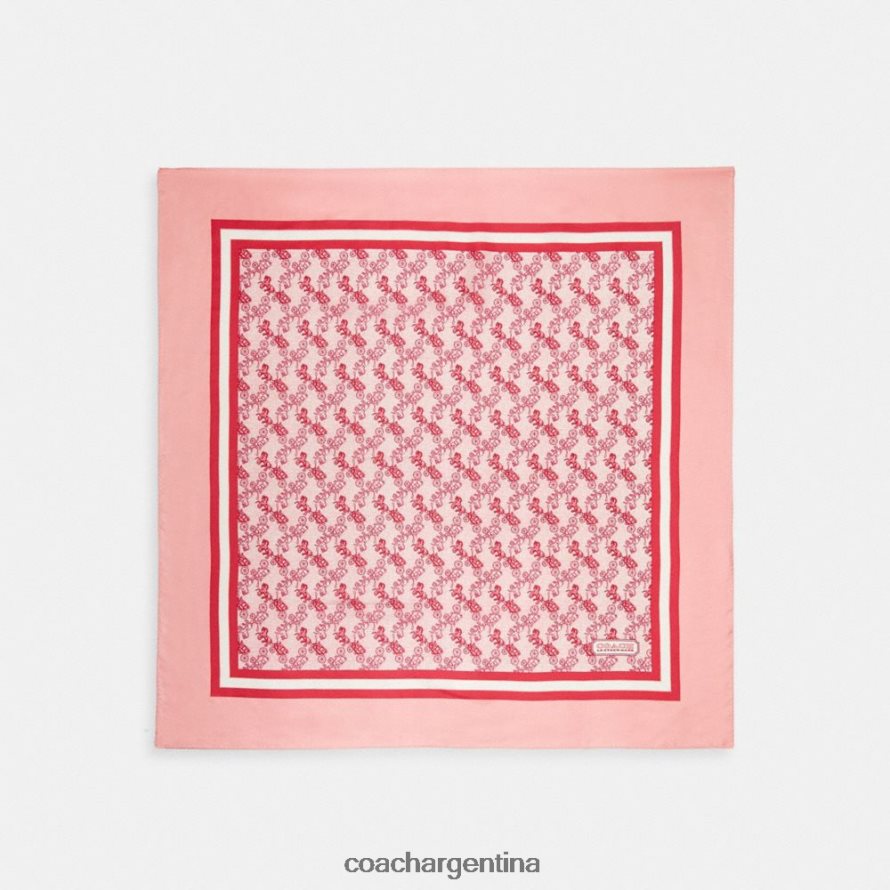 Coach mujer pañuelo cuadrado de seda con estampado de caballo y carruaje chicle L82882592