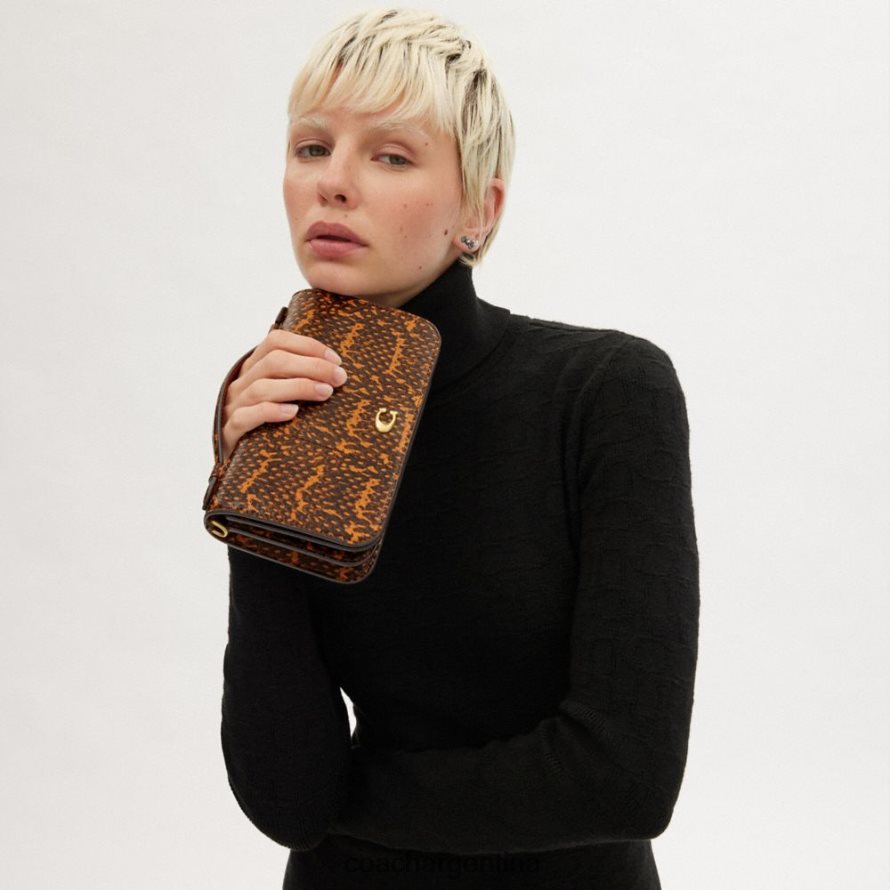 Coach mujer bandolera bea de piel de serpiente b4/mostaza L82882228