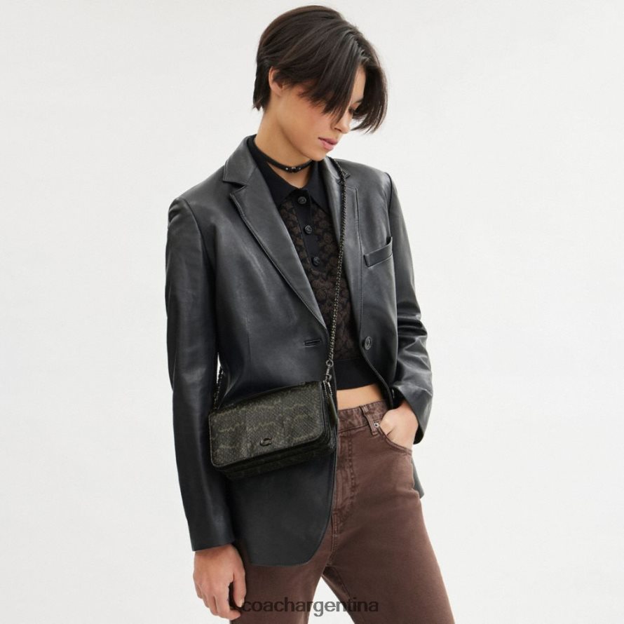 Coach mujer bandolera bea de piel de serpiente v5/verde militar L82882222