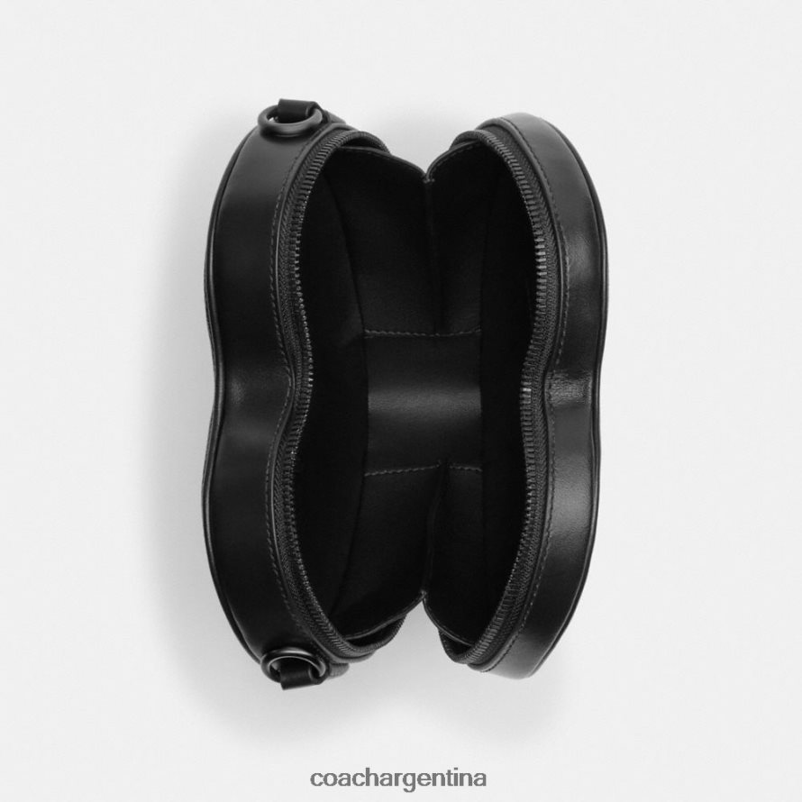 Coach mujer bandolera con forma de corazón en lona de firma mw/carbón/negro L82882205