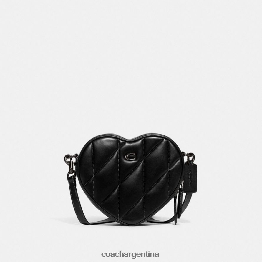 Coach mujer bandolera con forma de corazón y acolchado v5/negro L82882204