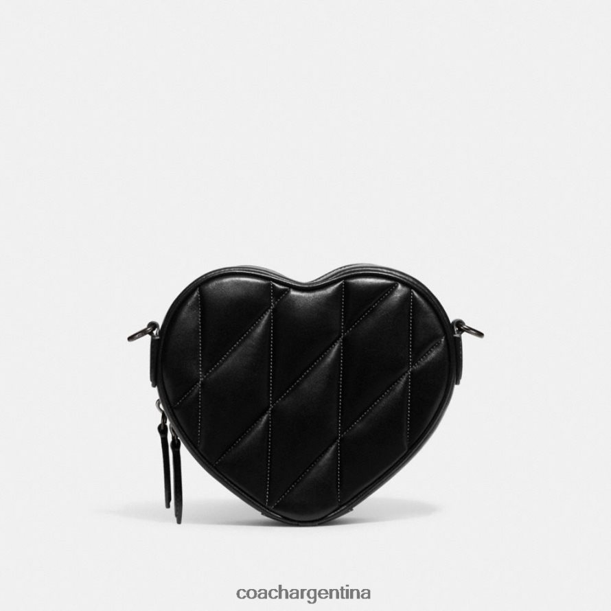 Coach mujer bandolera con forma de corazón y acolchado v5/negro L82882204