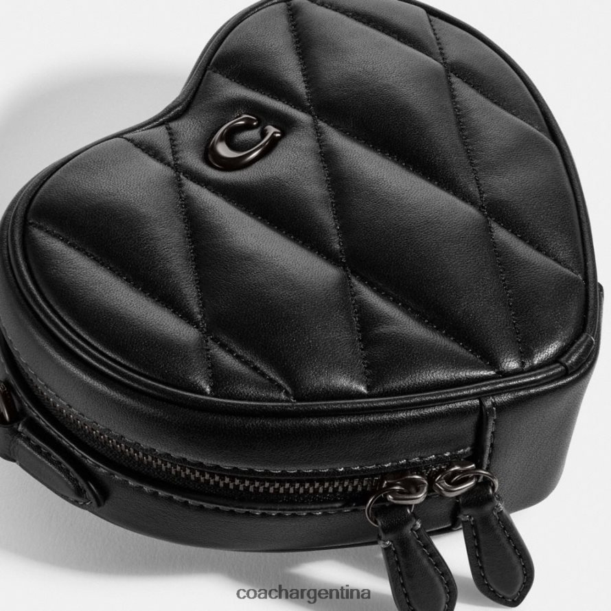 Coach mujer bandolera con forma de corazón y acolchado v5/negro L82882204