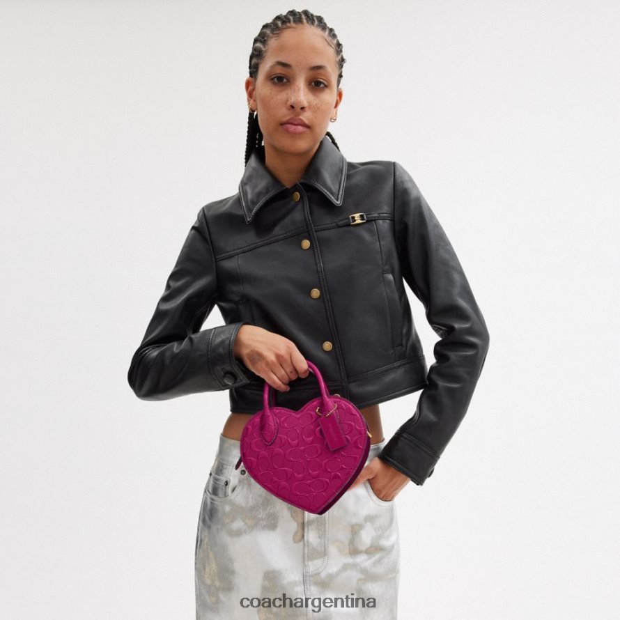 Coach mujer bolso con forma de corazón en piel de firma b4/magenta L82882240