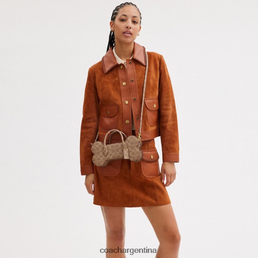 Coach mujer bolso de hueso en lona de firma b4/óxido tostado L82882235